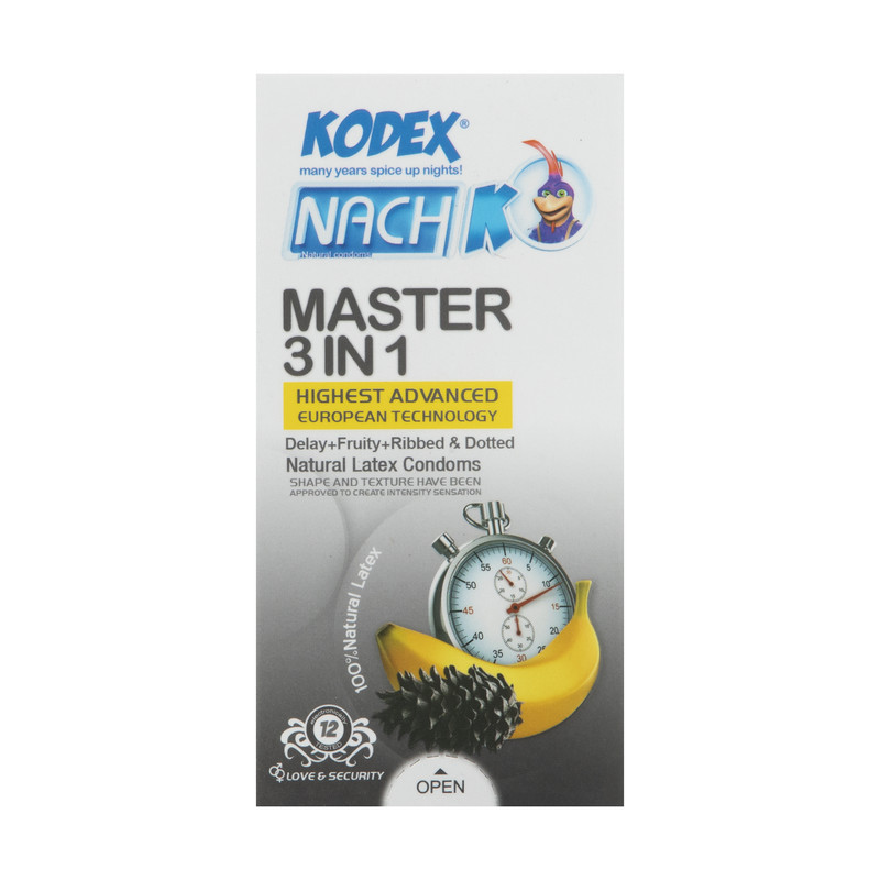 کاندوم تاخیری کدکس مدل Master 3 In 1 بسته 12 عددی نمای ۲